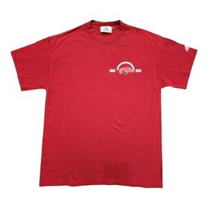 Vintage 90's Adidas Arkansas Razorbacks Red T-Shirt Size Small Cotton  Hogs UofA